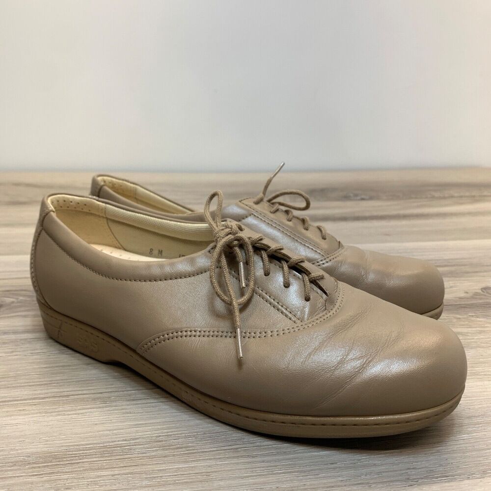 SAS Beige Leather Shoes Women's Size US 8 M Tripad Comfort Lace Up